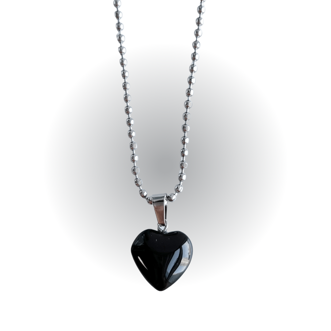 heart stone ball chain necklace